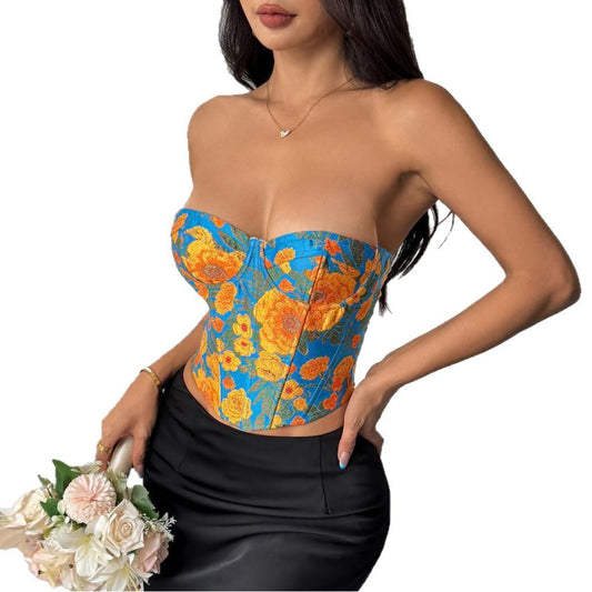Oil Painting Colored Vest Strap corset