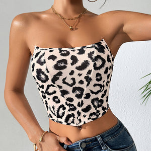 Leopard Print strapless and backless Fishbone top